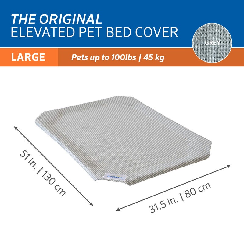 Coolaroo Original Pet Bed Replacement Cover - Grey - Large (43.5" x 31.5") - Image 3
